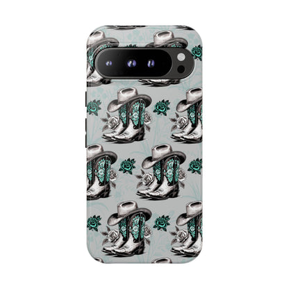 Teal Floral Boots Tough Case