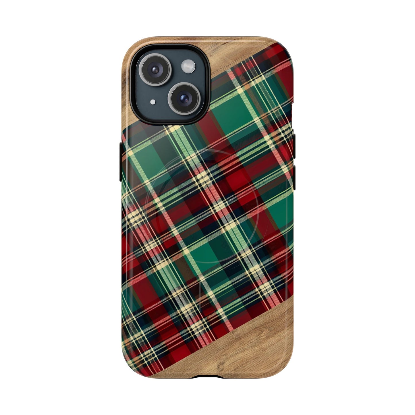 Country Christmas Plaid and Wood Magnetic Case