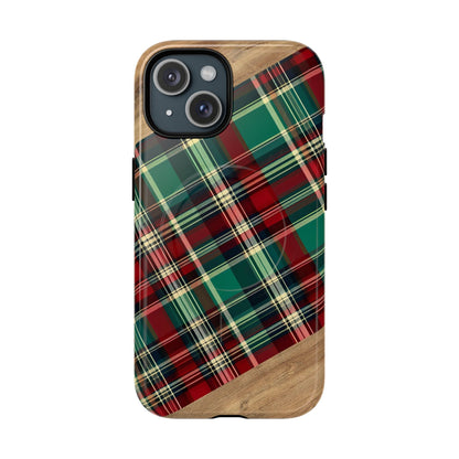Country Christmas Plaid and Wood Magnetic Case