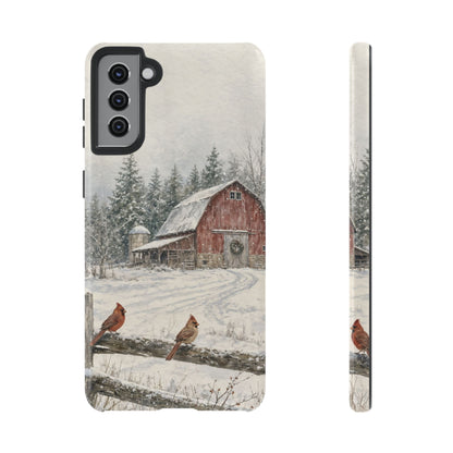 Snowy Red Barn Tough Case