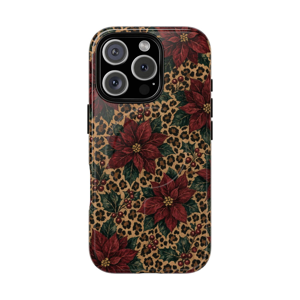 Leopard Poinsettia Magnetic Case