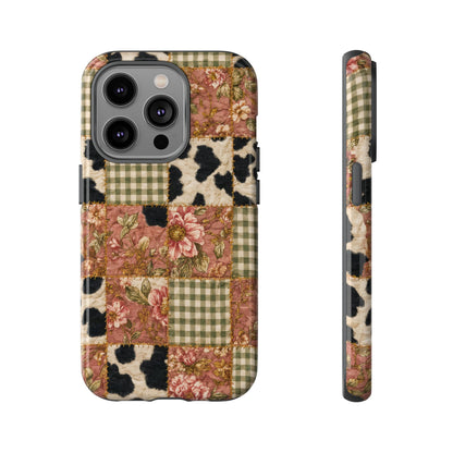 Cowhide Floral Quilt Tough Case
