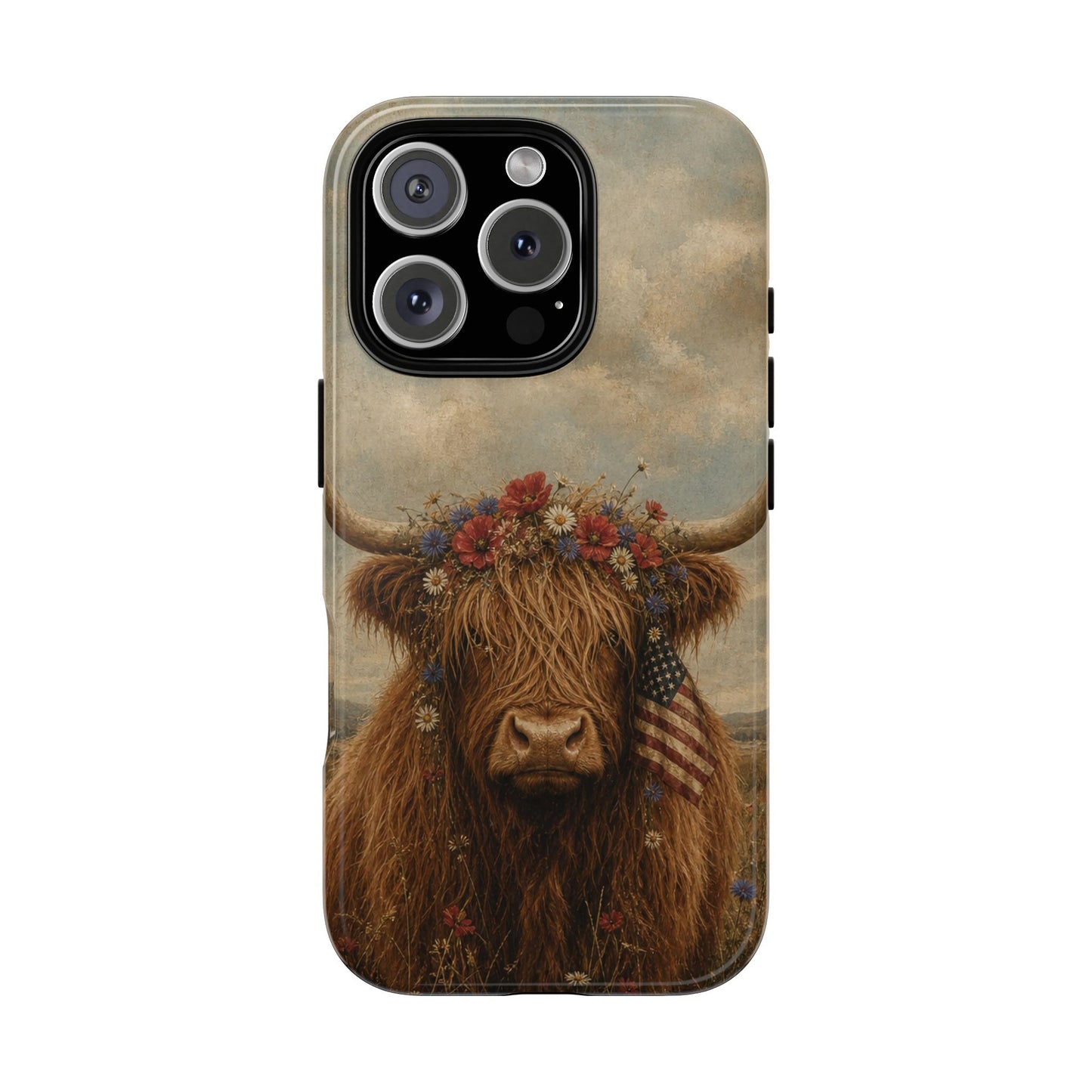 Patriotic Highland Cow Tough Case