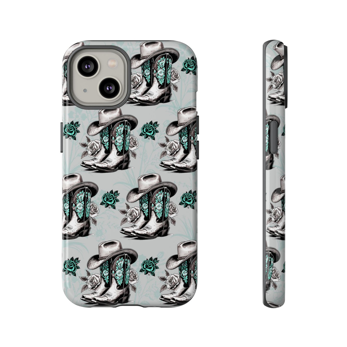 Teal Floral Boots Tough Case