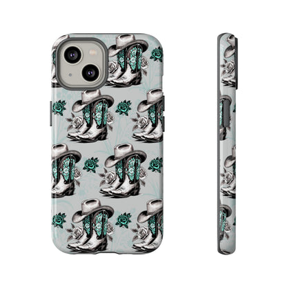 Teal Floral Boots Tough Case