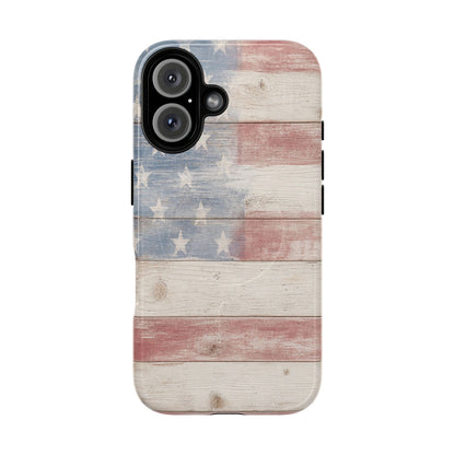 White Wood Flag Magnetic Case