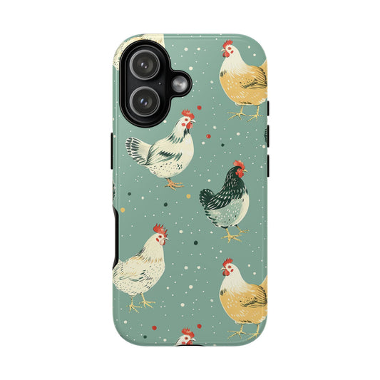 Green Polka Dot Chickens Tough Phone Case