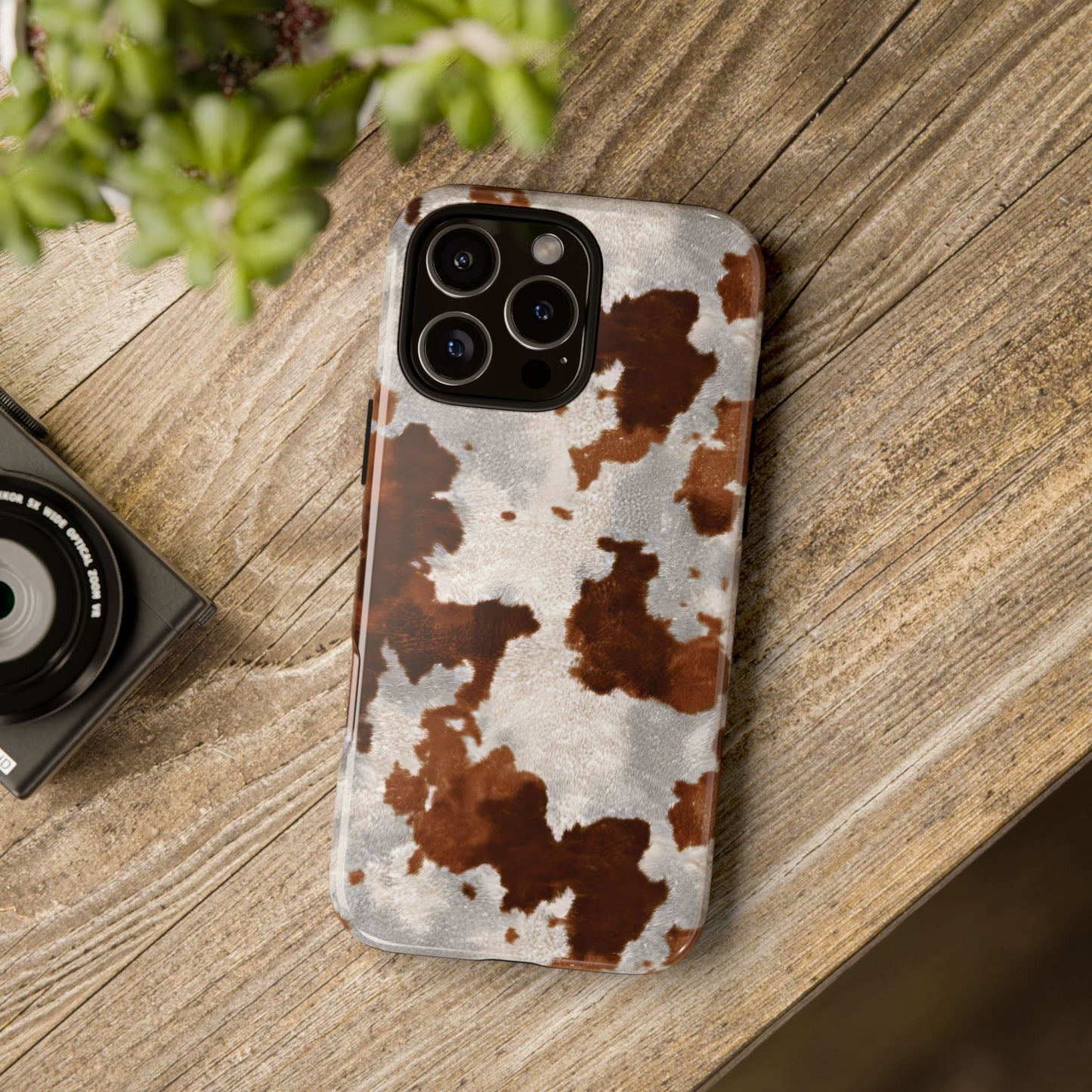 Brown Cowhide Tough Phone Case