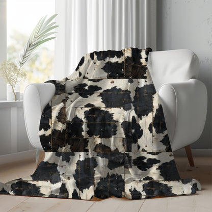 Black Wooden Cowhide Blanket