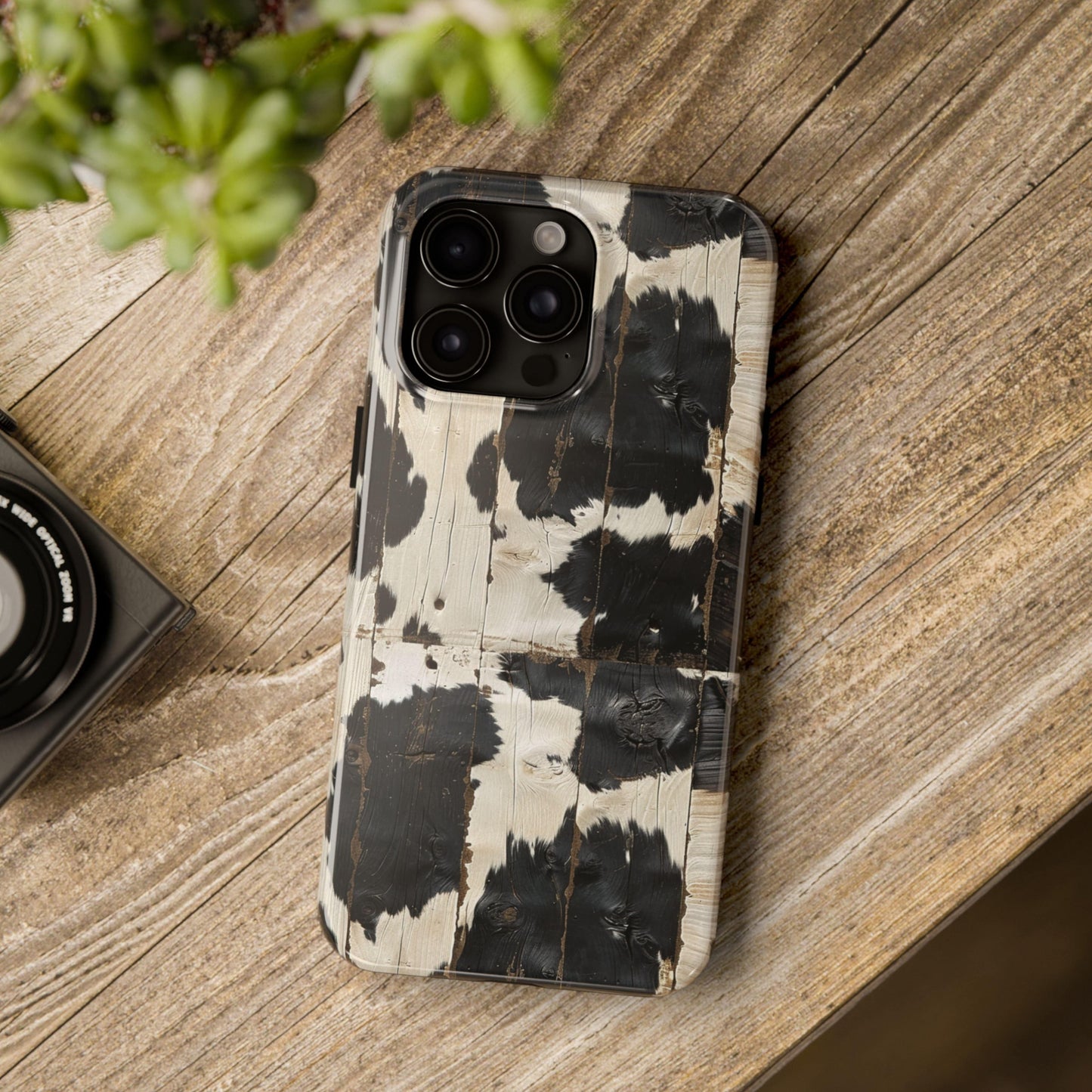 Black Wooden Cowhide Phone Case