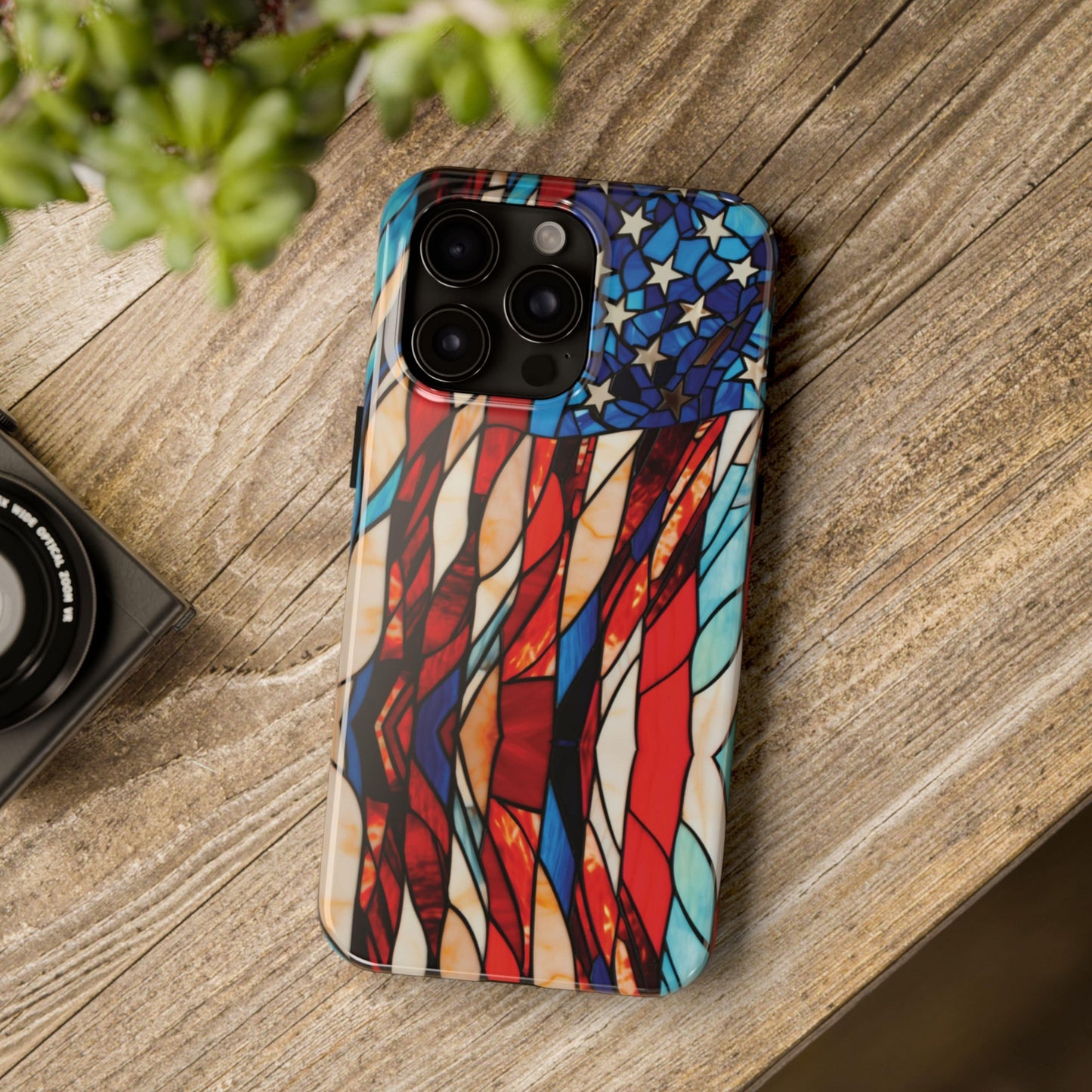 American Flag Stained Glass Patriotic Phone Case