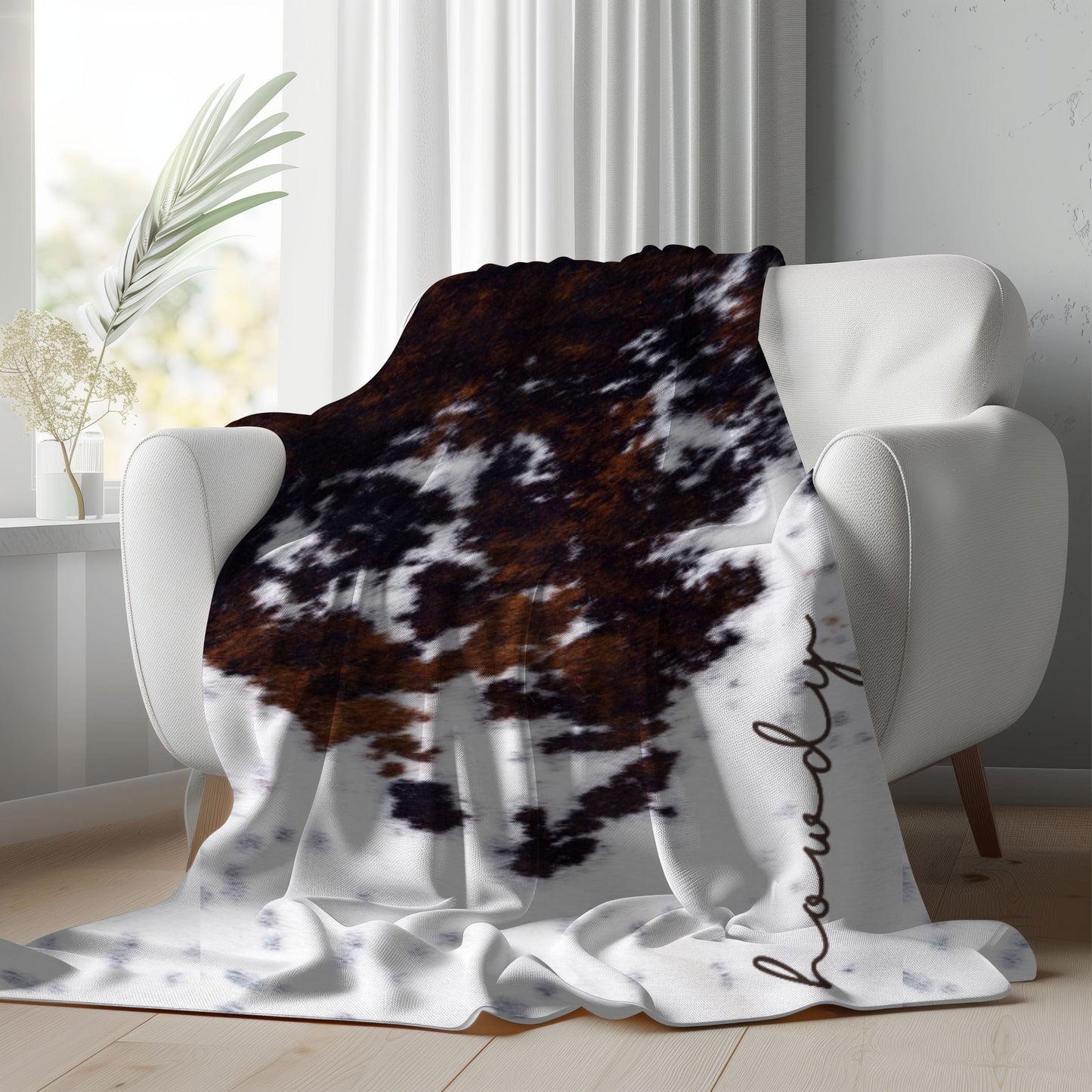 Cowhide Print Howdy Blanket