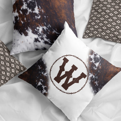 Cowhide Monogram Pillow