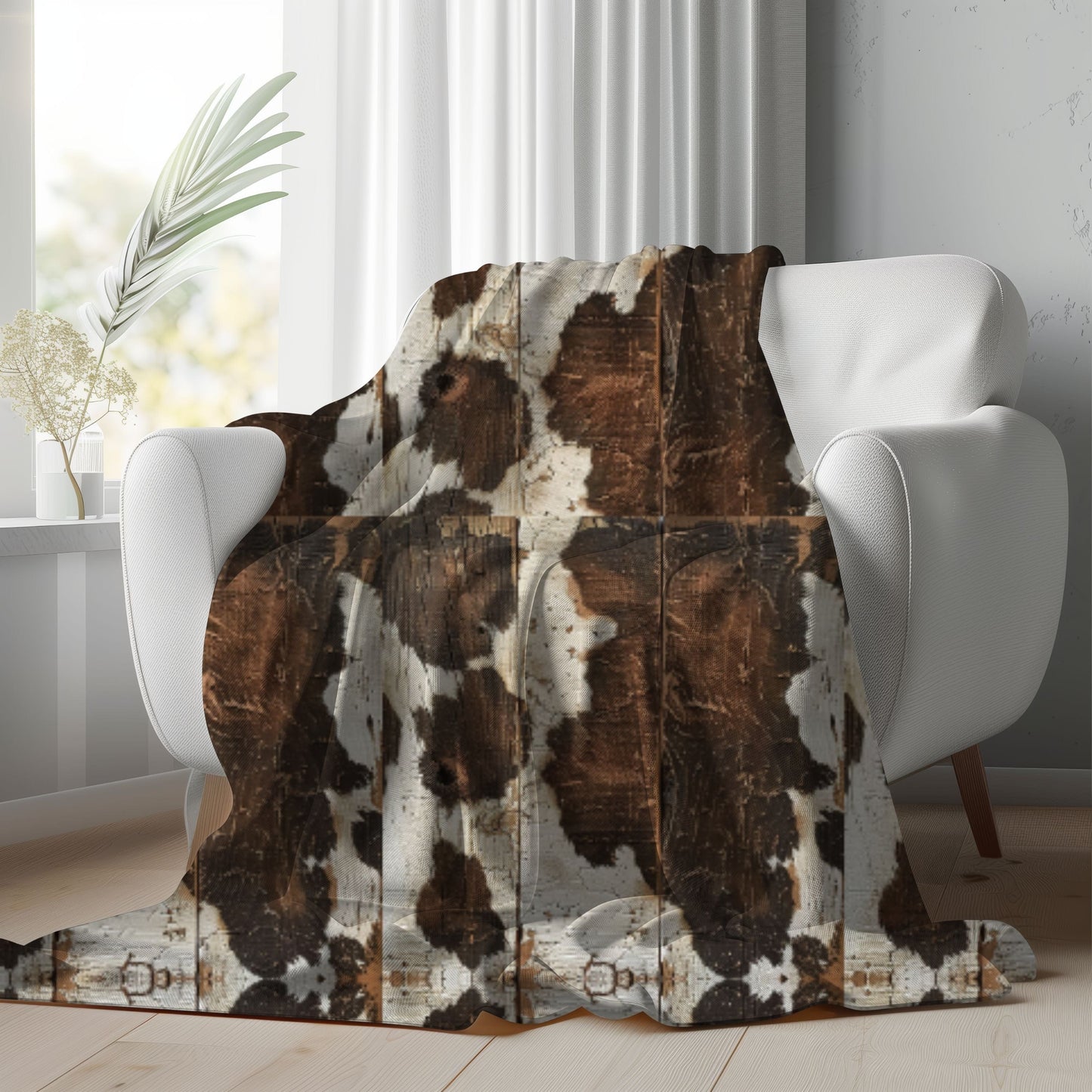 Brown Wooden Cowhide Blanket