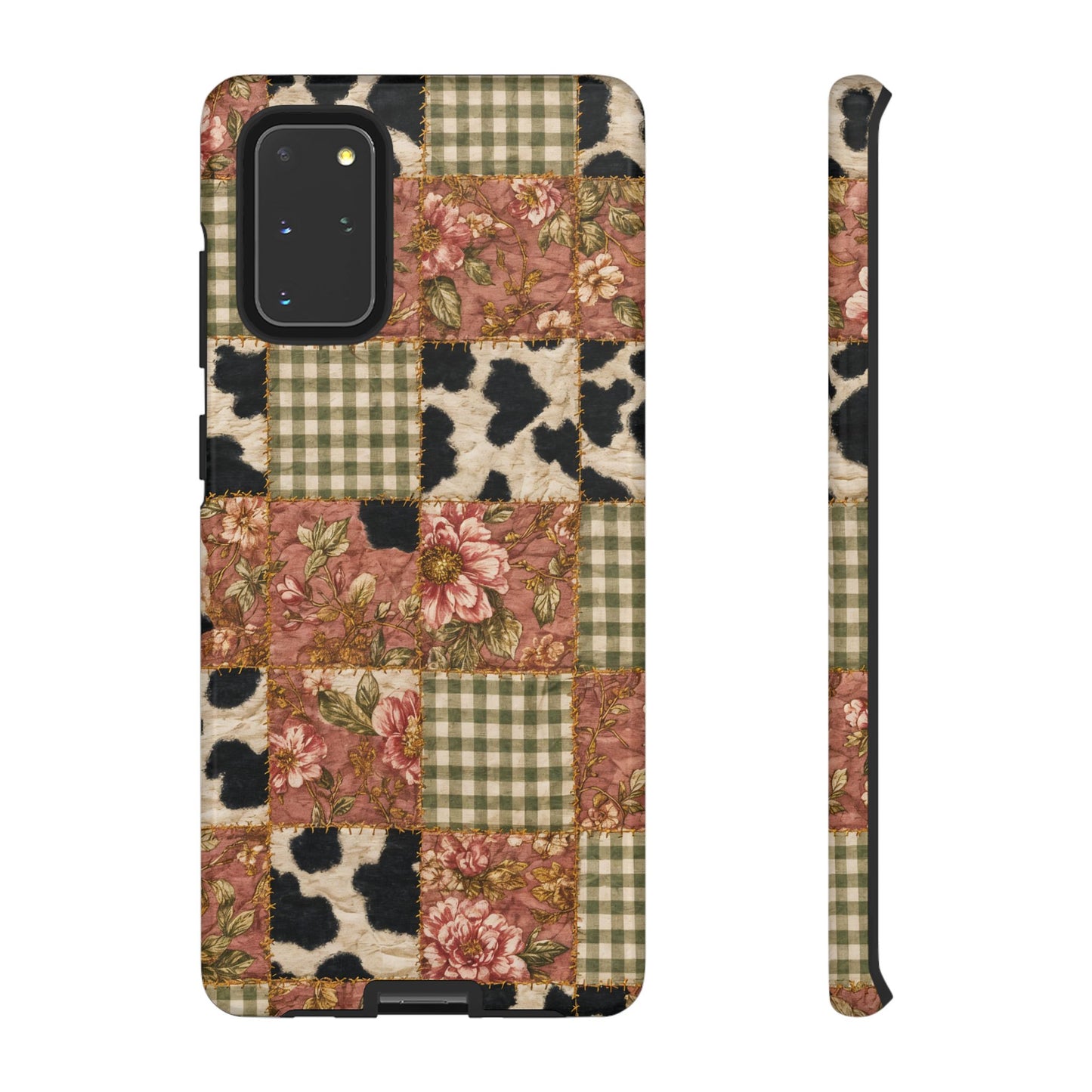 Cowhide Floral Quilt Tough Case