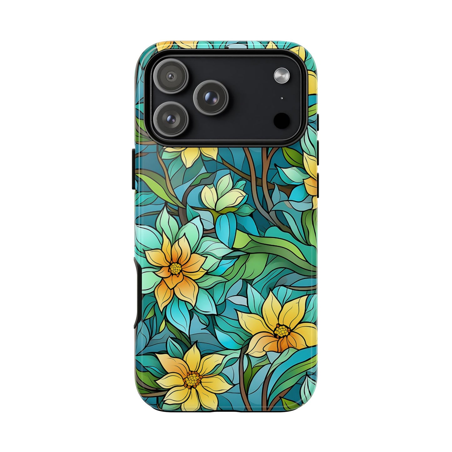 Stained Glass Yellow Flowers Tough Phone Case