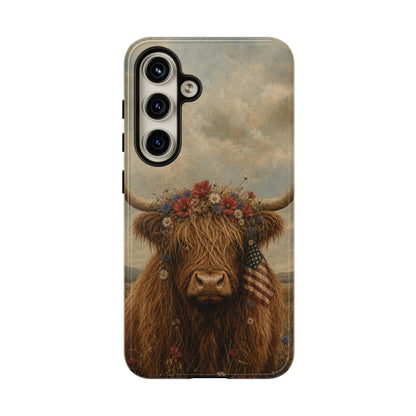 Patriotic Highland Cow Tough Case