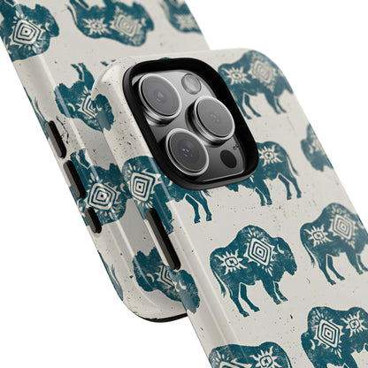 Teal Aztec Buffalo Tough Phone Case