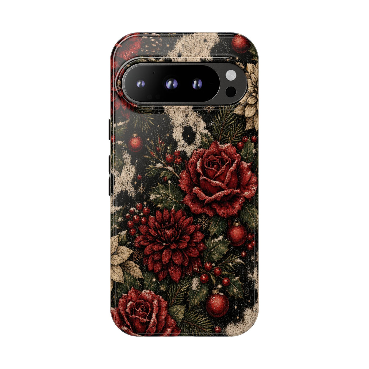 Cowhide Christmas Roses Tough Case