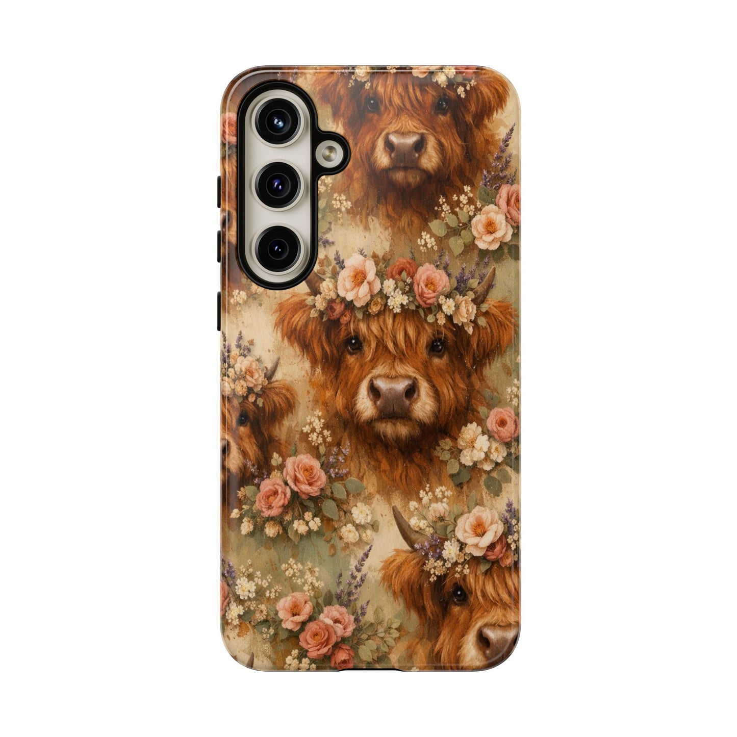 Floral Highland Cow Tough Case