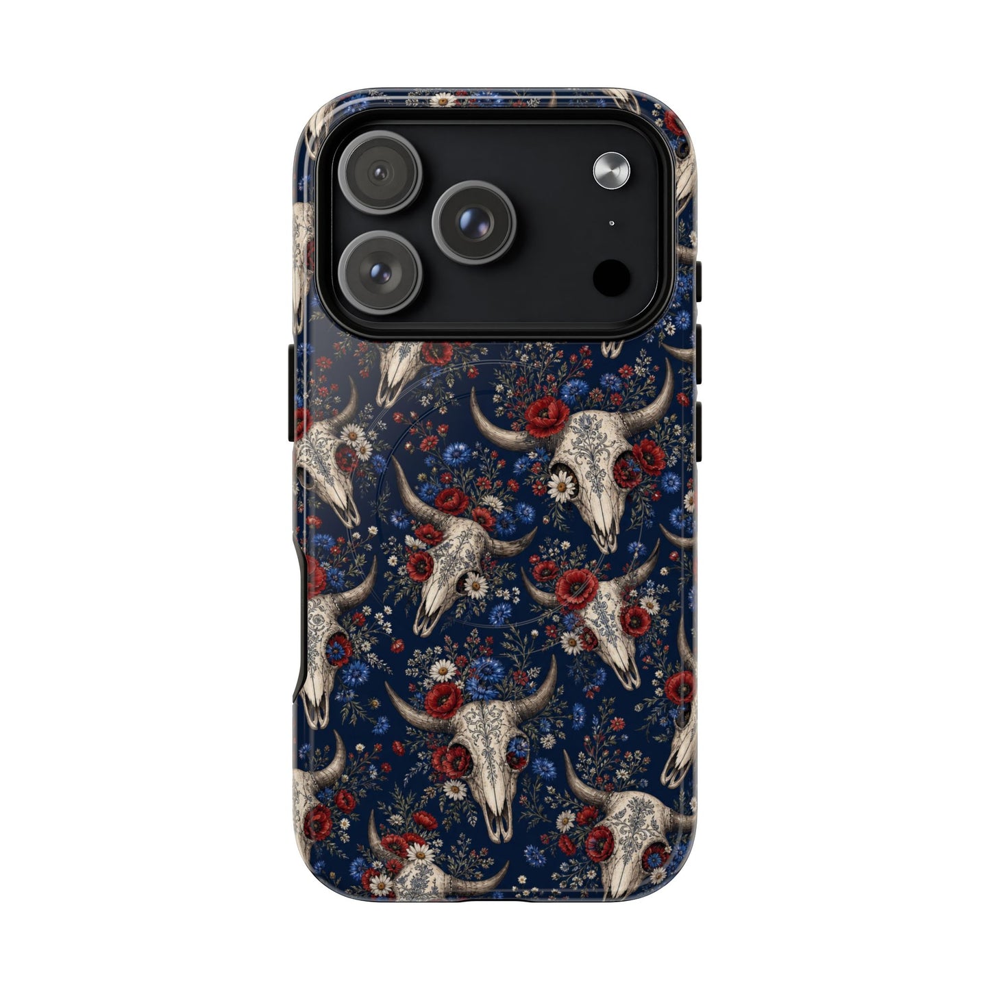 Patriotic Floral Skulls Magnetic Case