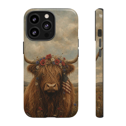 Patriotic Highland Cow Tough Case