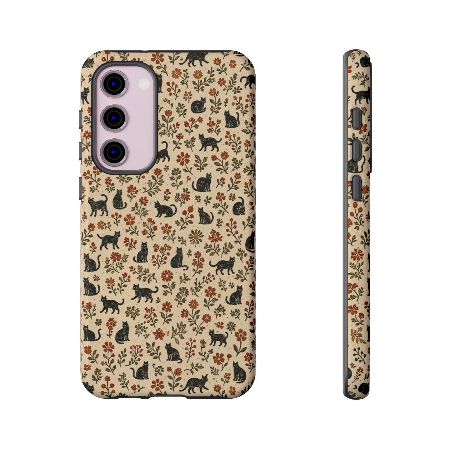 Black Cat Floral Tough Case