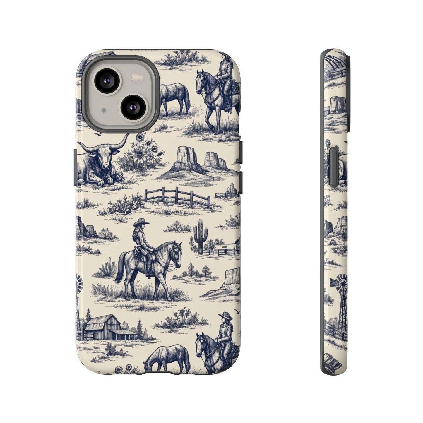 Western Toile Navy Tough Case