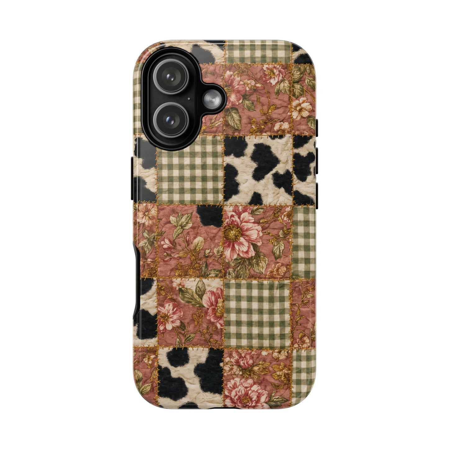 Cowhide Floral Quilt Tough Case