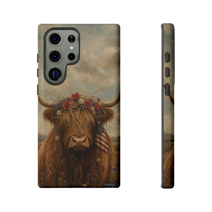 Patriotic Highland Cow Tough Case