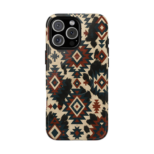 Rust Aztec + Cowhide Magnetic Case