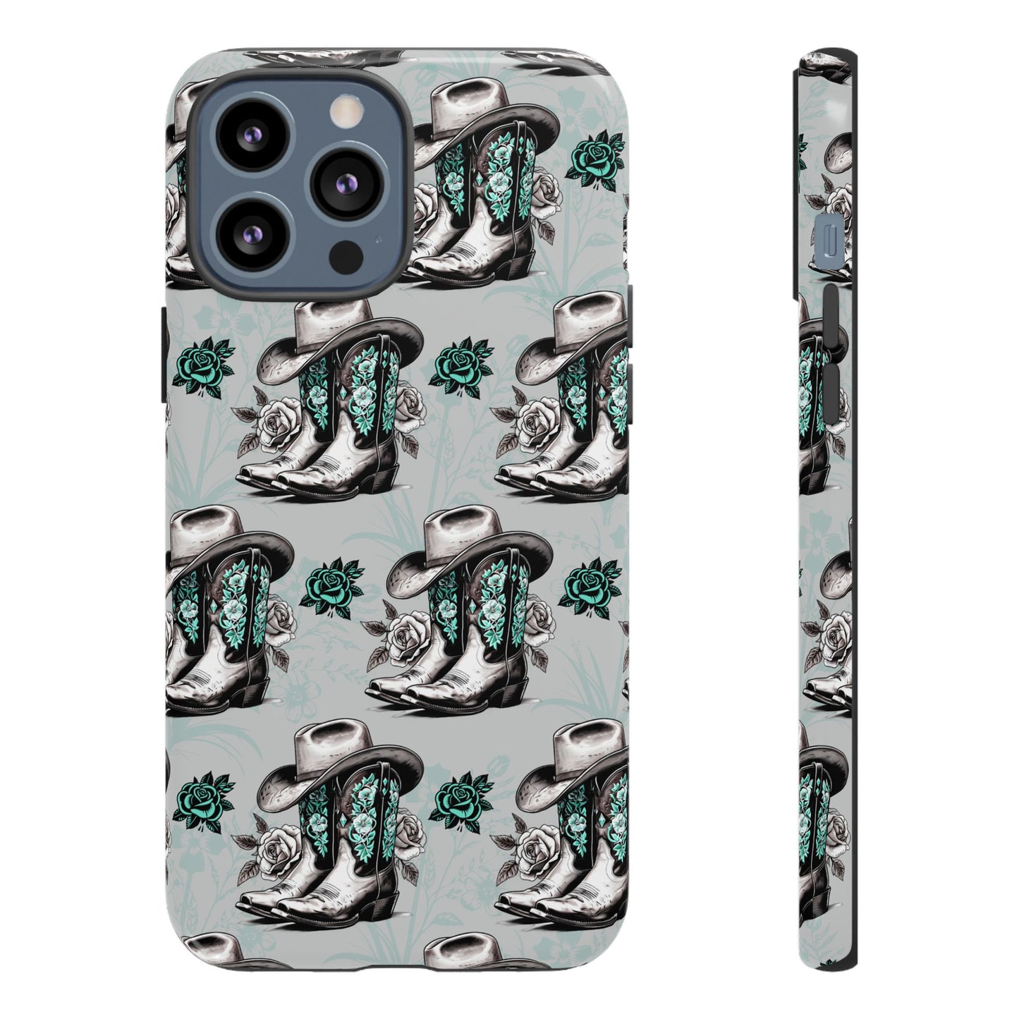 Teal Floral Boots Tough Case