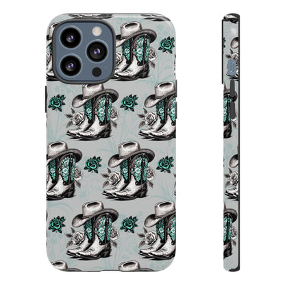 Teal Floral Boots Tough Case