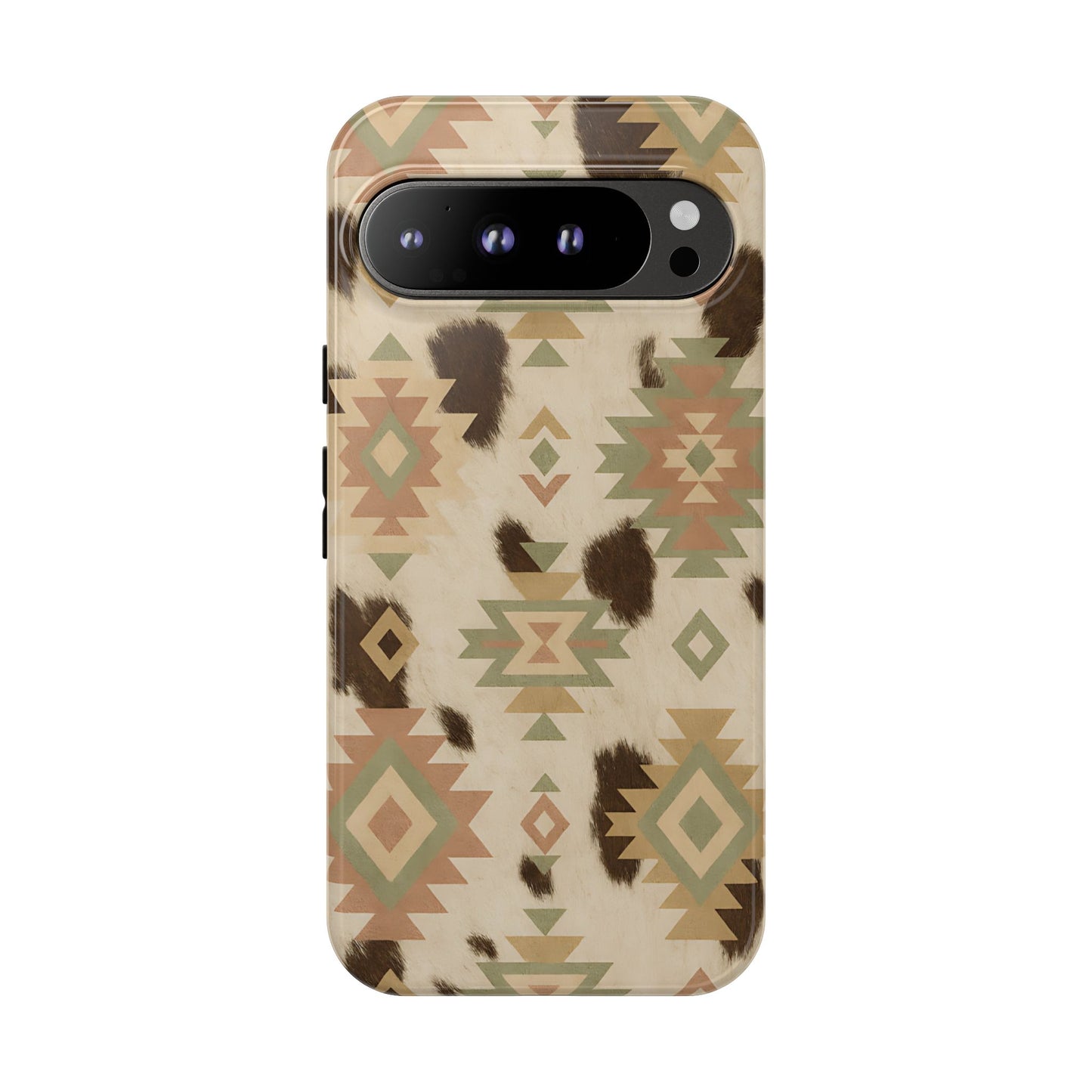 Neutral Aztec + Cowhide Tough Phone Case