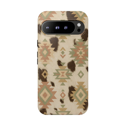 Neutral Aztec + Cowhide Tough Phone Case