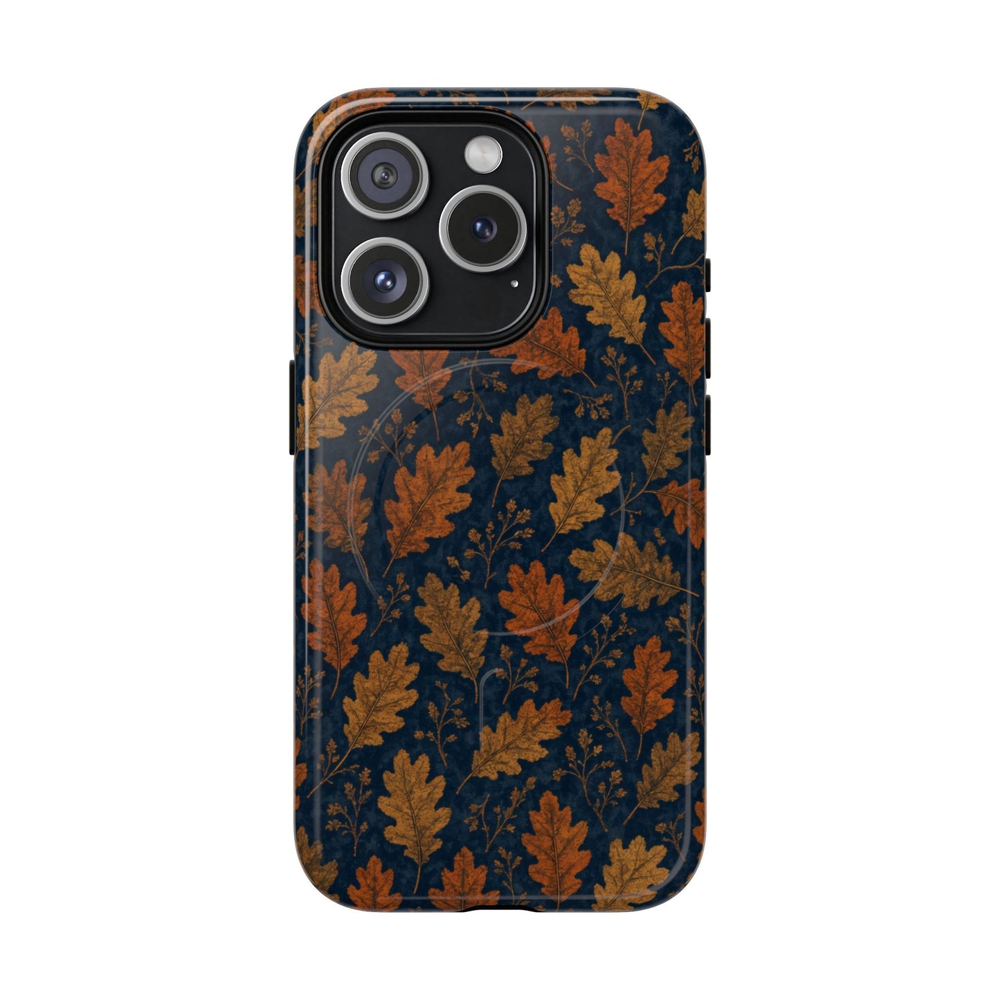 Navy Autumn Leaves Magnetic Case