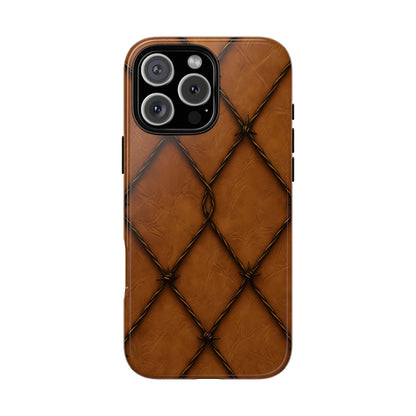 Tan Barbed Wire Grid Tough Phone Case