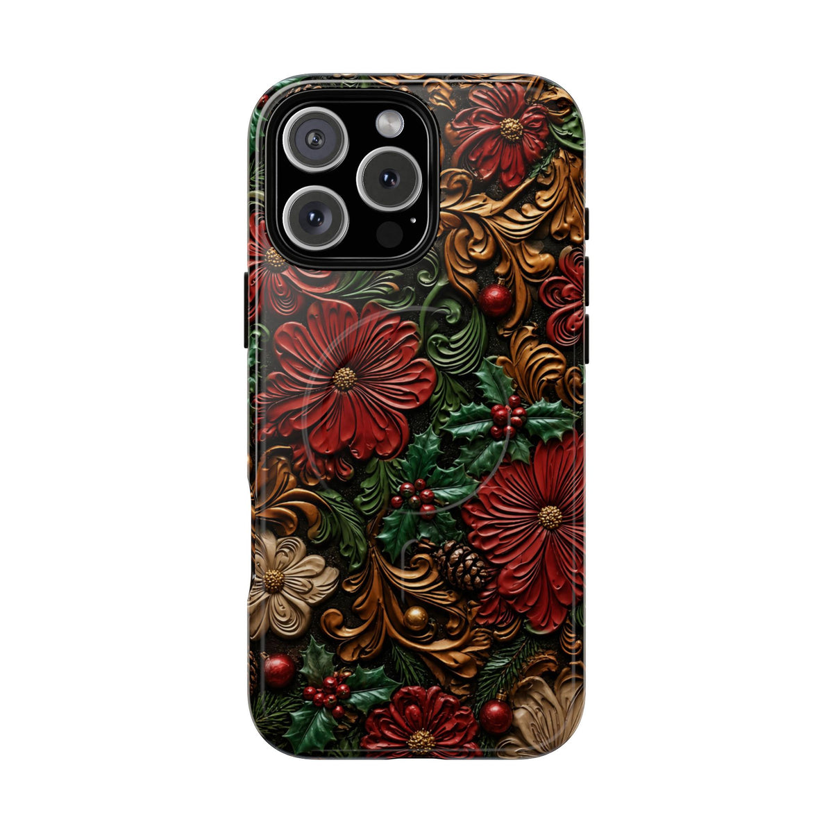 Tooled Christmas Blooms Magnetic Case
