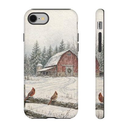 Snowy Red Barn Tough Case