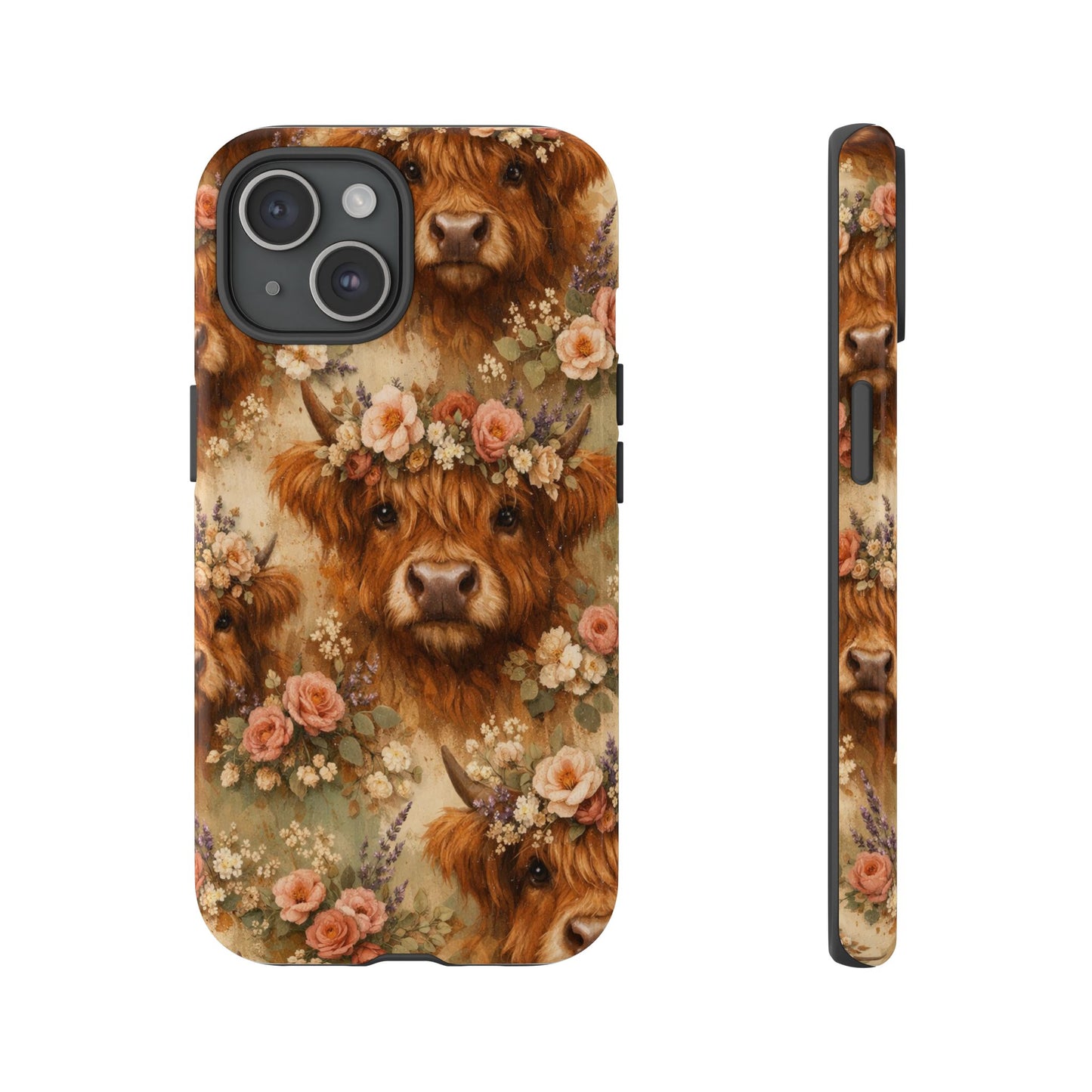Floral Highland Cow Tough Case
