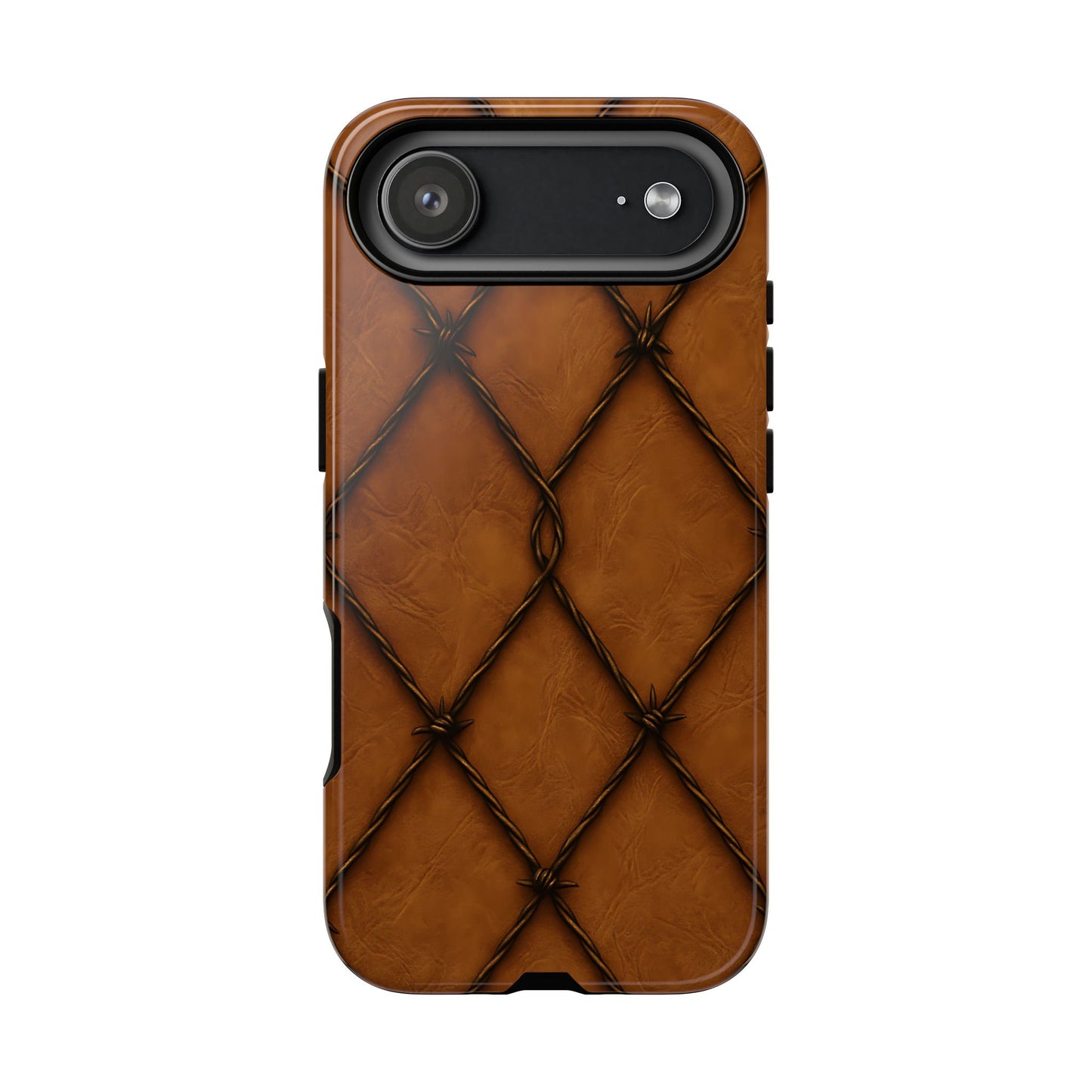 Tan Barbed Wire Grid Tough Phone Case