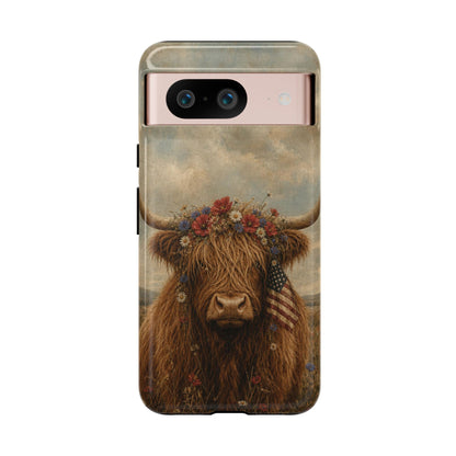 Patriotic Highland Cow Tough Case