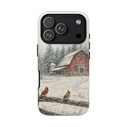 Snowy Red Barn Tough Case