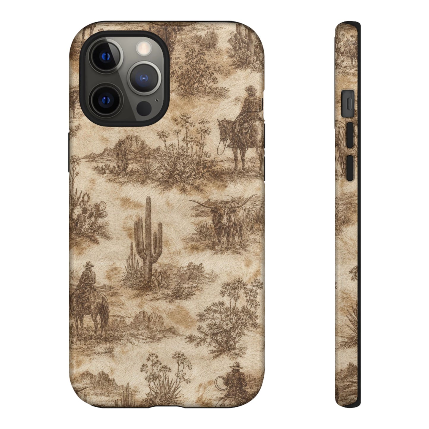 Ivory Cowhide Toile Tough Case