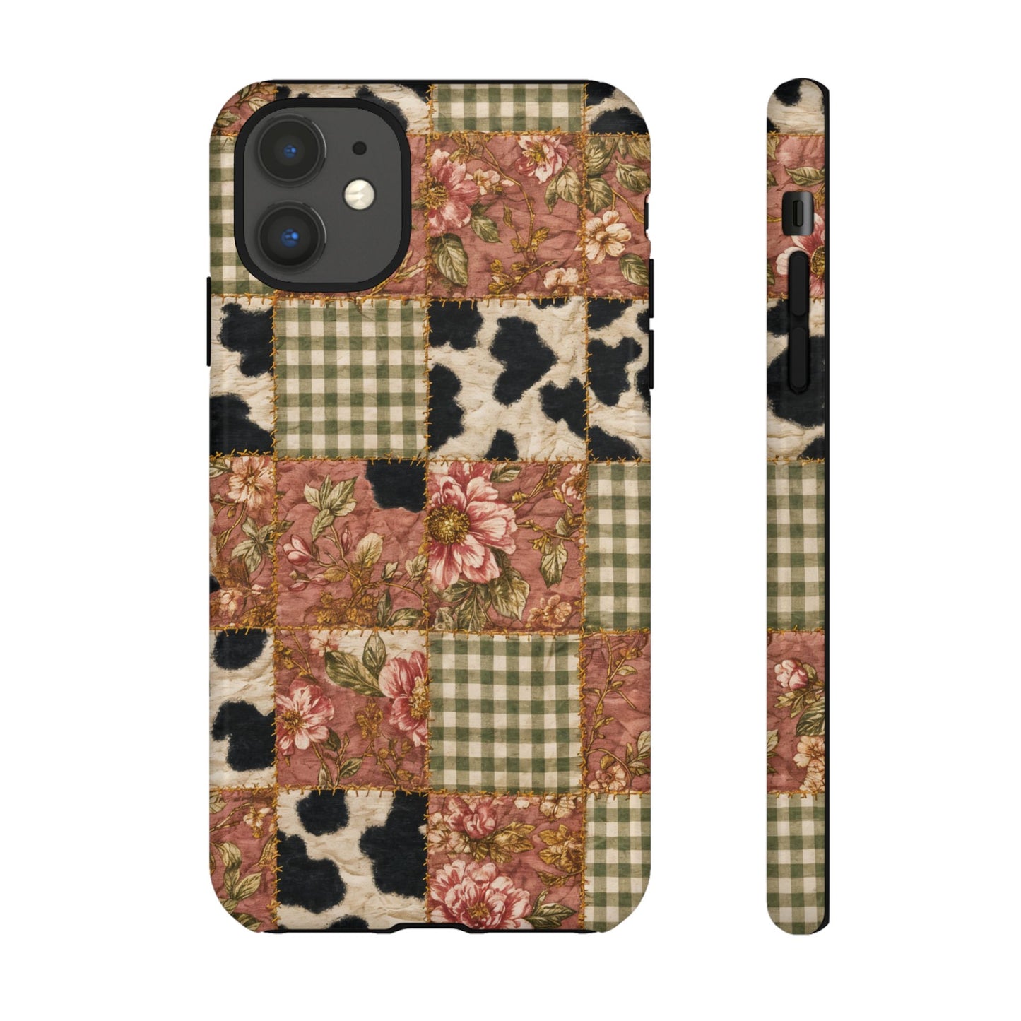 Cowhide Floral Quilt Tough Case