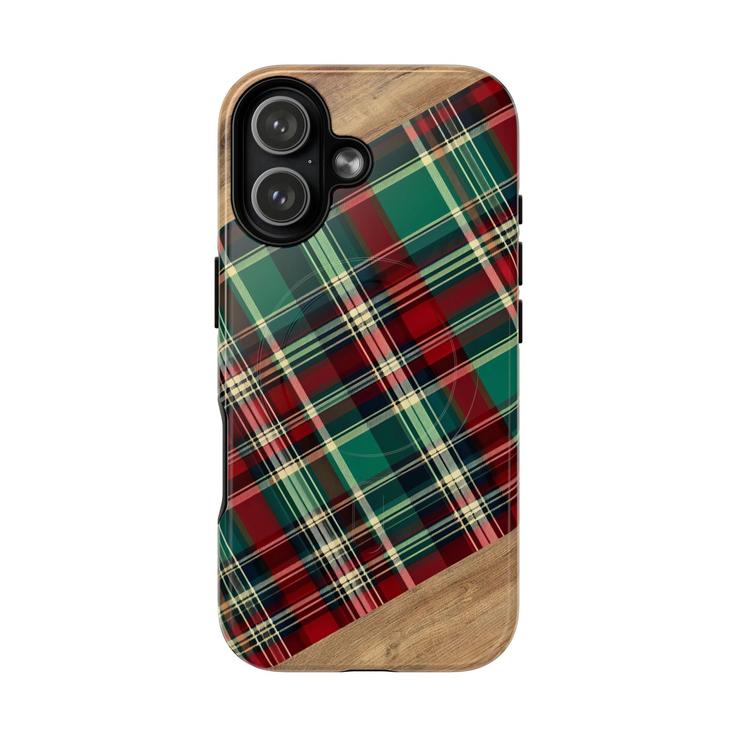 Country Christmas Plaid and Wood Magnetic Case