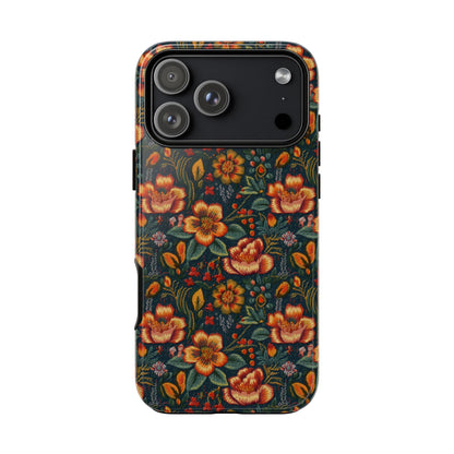 Embroidered Flowers Tough Phone Case
