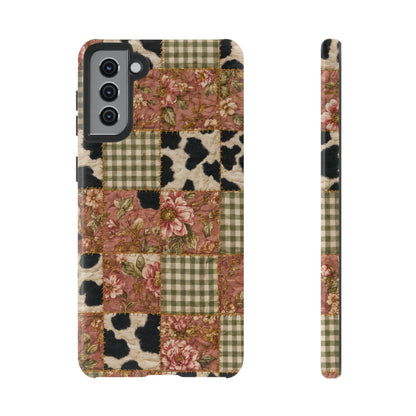Cowhide Floral Quilt Tough Case