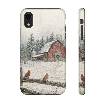 Snowy Red Barn Tough Case