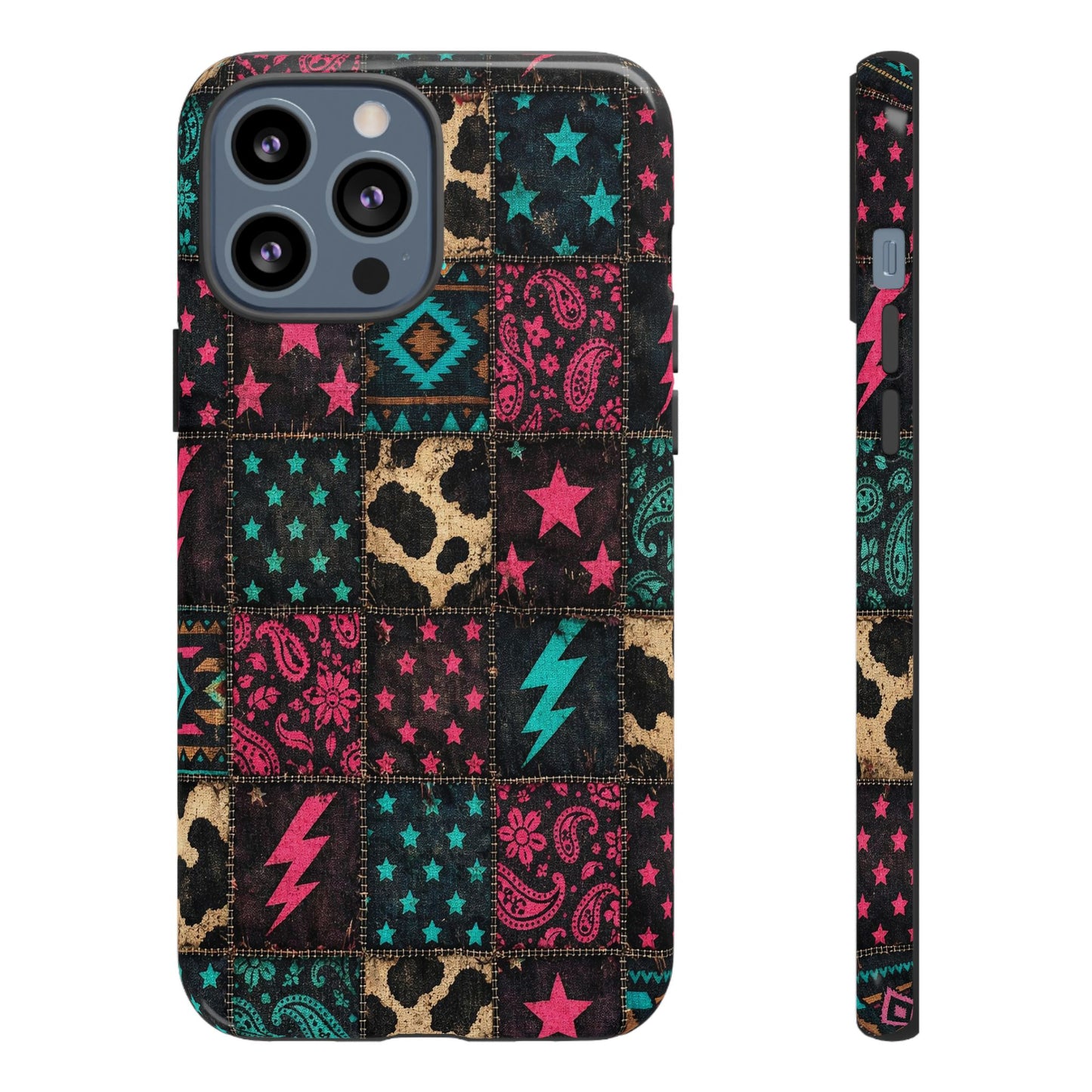 Neon Cowhide Patchwork Tough Case